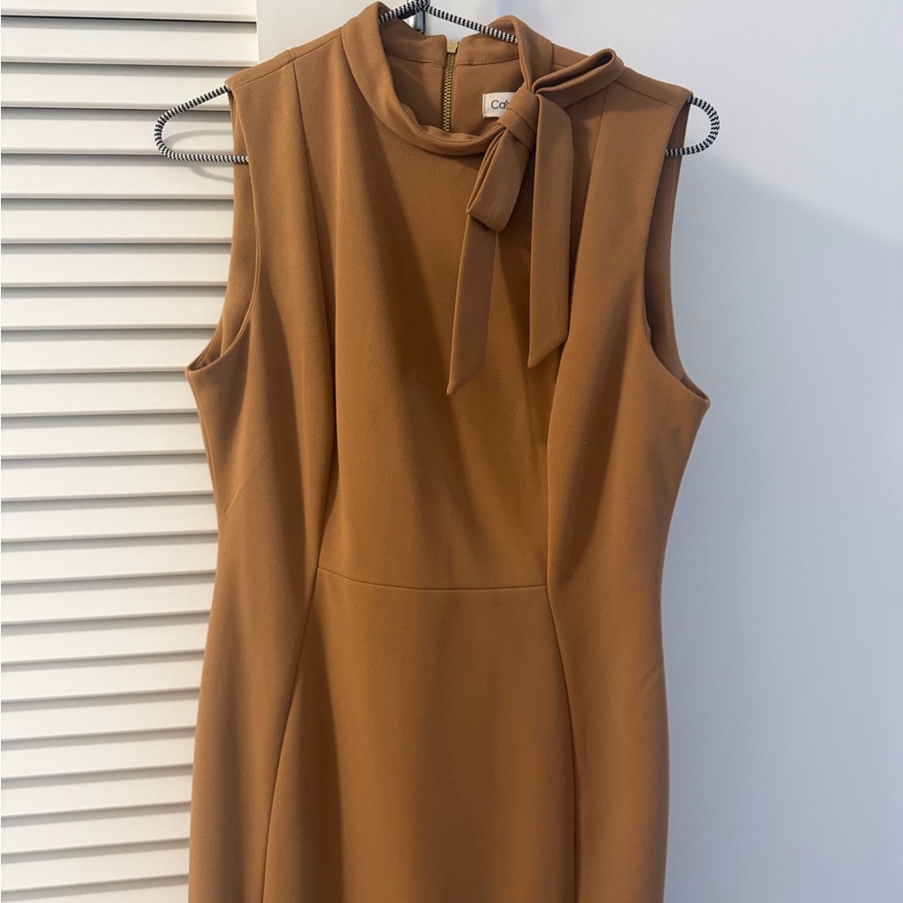 Calvin Klein Sleeveless Tie-Neck Midi Dress